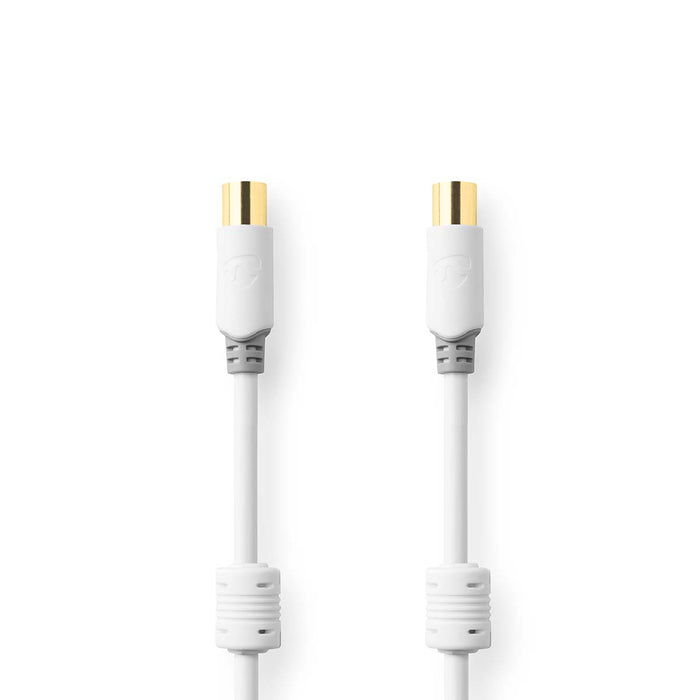 Nedis Coax Cable - IEC (Coax) Male, IEC (Coax) Female, Gold Plated, White - Box