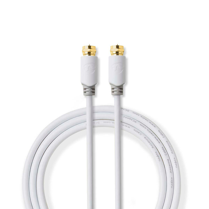 Nedis Satellite & Antenna Cable - F Male, F Male, Gold Plated, White - Box