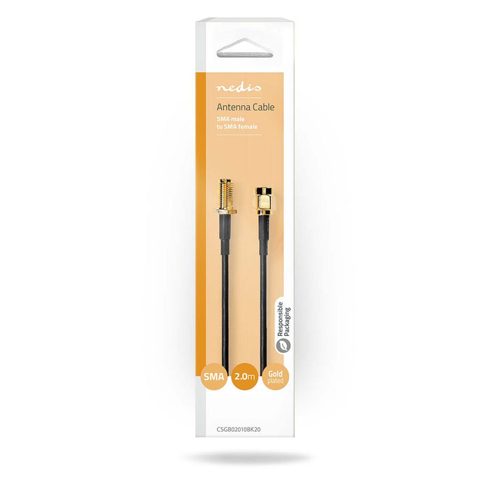 Nedis SMA Cable - SMA Male, SMA Female, Gold Plated, Black - Box