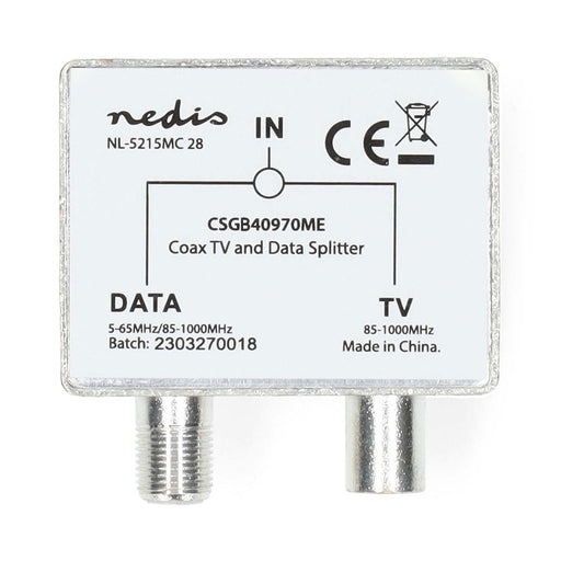 Nedis Satellite & Antenna Adapter - F Female / IEC (Coax) Male, IEC (Coax) Female, Nickel Plated, 1 pcs - Box