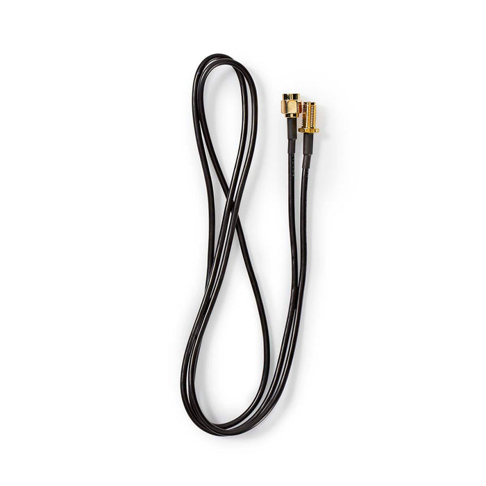 Nedis SMA Cable - RP SMA Male, RP SMA Female, Gold Plated, Black - Label