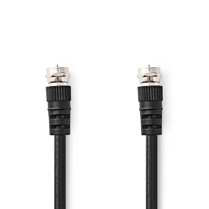 Nedis Satellite & Antenna Cable - F Male, F Male, Nickel Plated, Black - Label