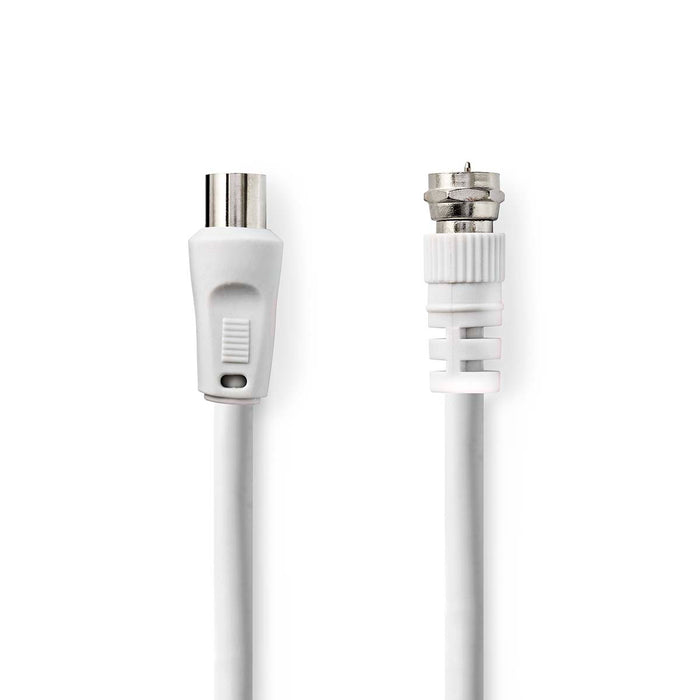 Nedis Satellite & Antenna Cable - F Male, IEC (Coax) Male, Nickel Plated, White - Label