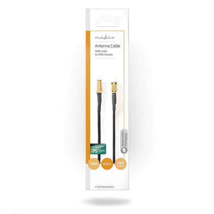 Nedis SMA Cable - SMA Female, SMA Male, Gold Plated, Black - Polybag