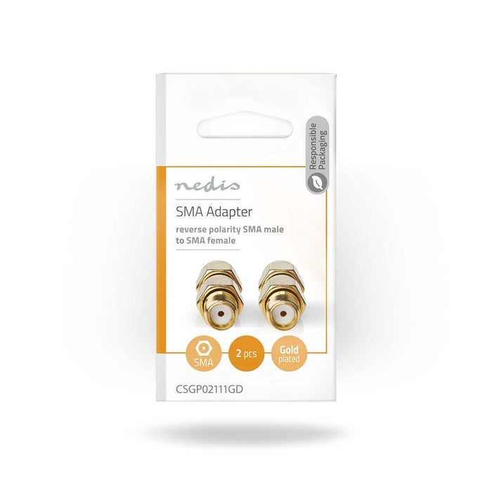 Nedis SMA Adapter - SMA Male Reverse Polarity, SMA Female, Gold Plated, 2 pcs - Envelope