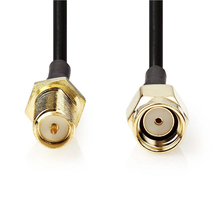 Nedis SMA Cable - RP SMA Male, RP SMA Female, Gold Plated, Black - Envelope