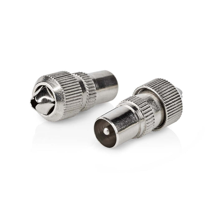 Nedis IEC (Coax) Connector - Straight, Male, Nickel Plated, 2 pcs - Polybag