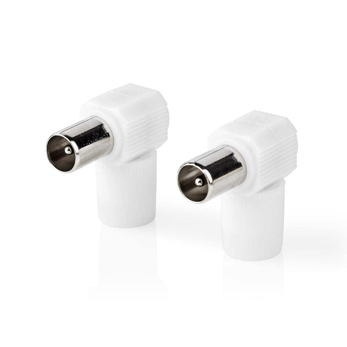 Nedis IEC (Coax) Connector - Angled, Male, Nickel Plated, 2 pcs - Polybag