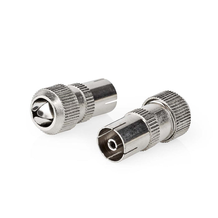 Nedis IEC (Coax) Connector - Straight, Female, Nickel Plated, 2 pcs - Envelope