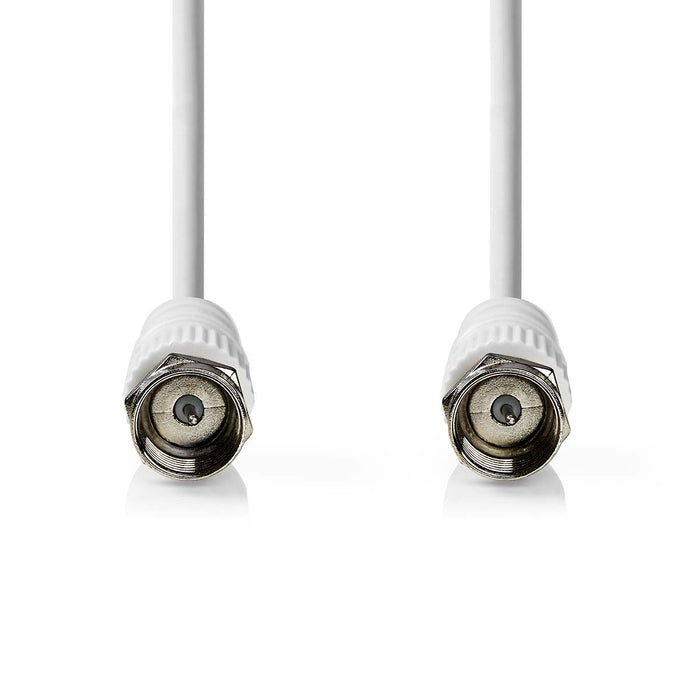 Nedis Satellite & Antenna Cable - F Male, F Male, Nickel Plated, White - Envelope