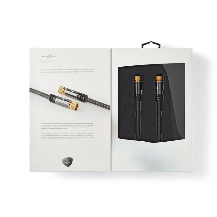 Nedis Satellite & Antenna Cable - F Male, F Male, Gold Plated, Grey / Gun Metal Grey - Cover Window Box