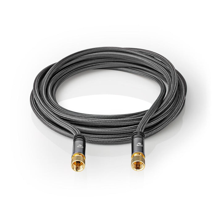 Nedis Satellite & Antenna Cable - F Male, F Male, Gold Plated, Grey / Gun Metal Grey - Cover Window Box