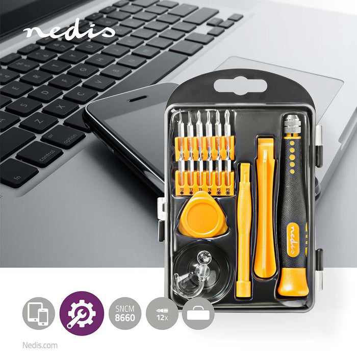 Nedis Phone/tablet repair set - 17-in-1, PC / Smartphone / Tablet, Philips bits, Pentalobe bits - Tri-wing bits