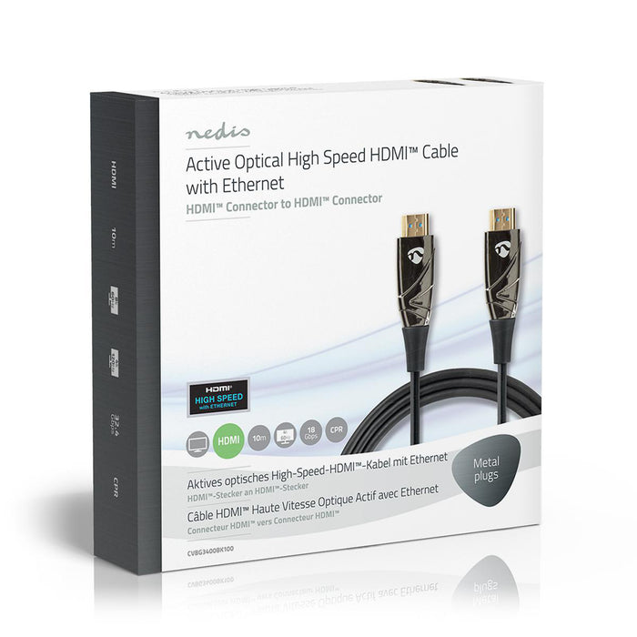 Nedis Active Optical High Speed HDMI Cable with Ethernet - HDMI Connector, HDMI Connector, 4K@60Hz, Black - Gift Box