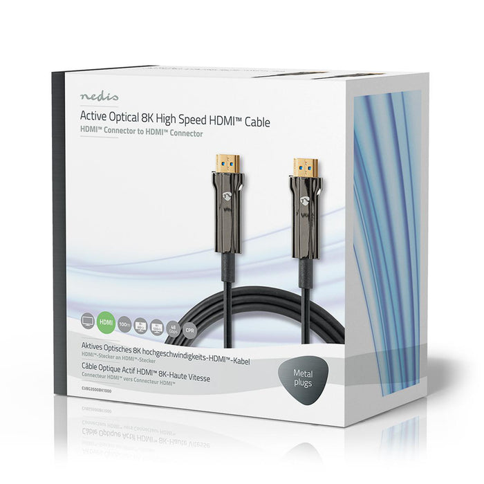 Nedis Active Optical Ultra High Speed HDMI Cable with Ethernet - HDMI Connector, HDMI Connector, 8K@60Hz, Black - Gift Box