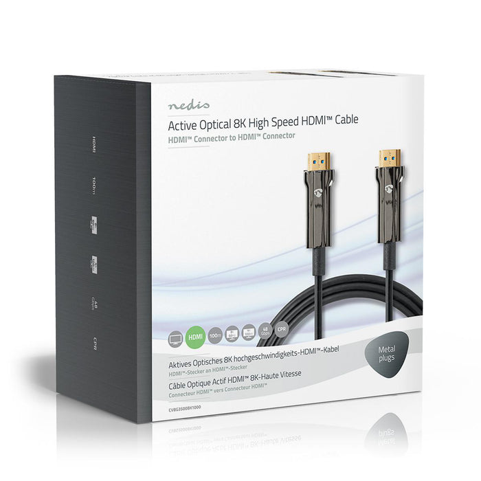 Nedis Active Optical Ultra High Speed HDMI Cable with Ethernet - HDMI Connector, HDMI Connector, 8K@60Hz, Black - Gift Box