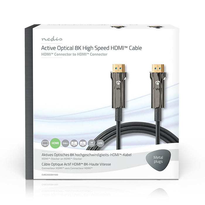 Nedis Active Optical Ultra High Speed HDMI Cable with Ethernet - HDMI Connector, HDMI Connector, 8K@60Hz, Black - Gift Box