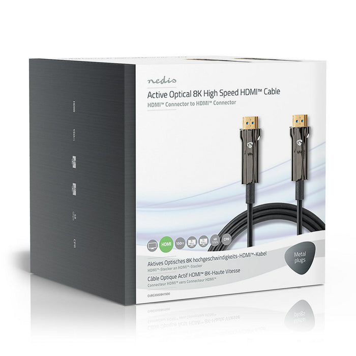 Nedis Active Optical Ultra High Speed HDMI Cable with Ethernet - HDMI Connector, HDMI Connector, 8K@60Hz, Black - Gift Box