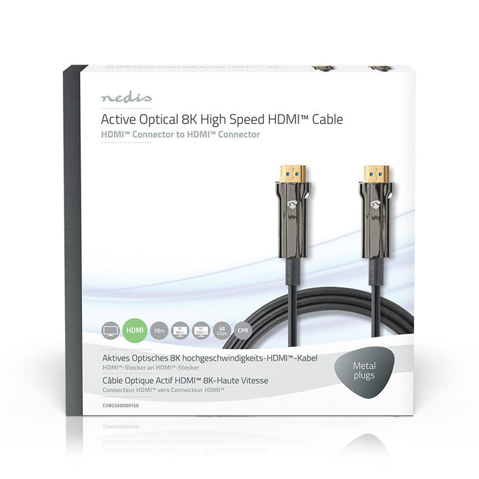 Nedis Active Optical Ultra High Speed HDMI Cable with Ethernet - HDMI Connector, HDMI Connector, 8K@60Hz, Black - Gift Box