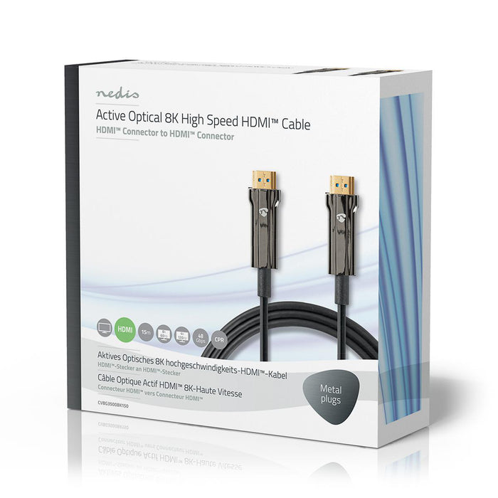 Nedis Active Optical Ultra High Speed HDMI Cable with Ethernet - HDMI Connector, HDMI Connector, 8K@60Hz, Black - Gift Box