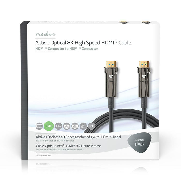 Nedis Active Optical Ultra High Speed HDMI Cable with Ethernet - HDMI Connector, HDMI Connector, 8K@60Hz, Black - Gift Box