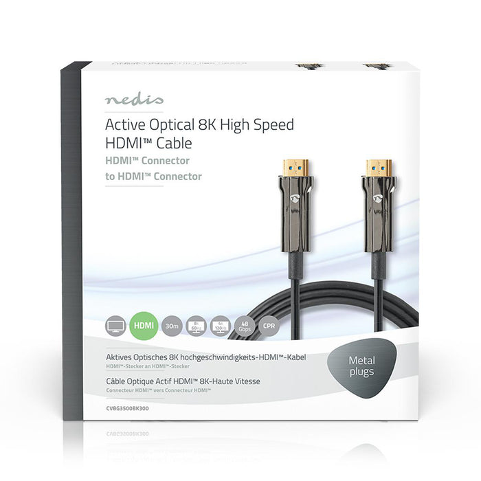 Nedis Active Optical Ultra High Speed HDMI Cable with Ethernet - HDMI Connector, HDMI Connector, 8K@60Hz, Black - Gift Box