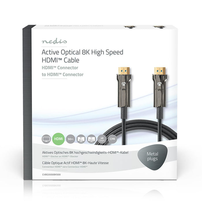 Nedis Active Optical Ultra High Speed HDMI Cable with Ethernet - HDMI Connector, HDMI Connector, 8K@60Hz, Black - Gift Box