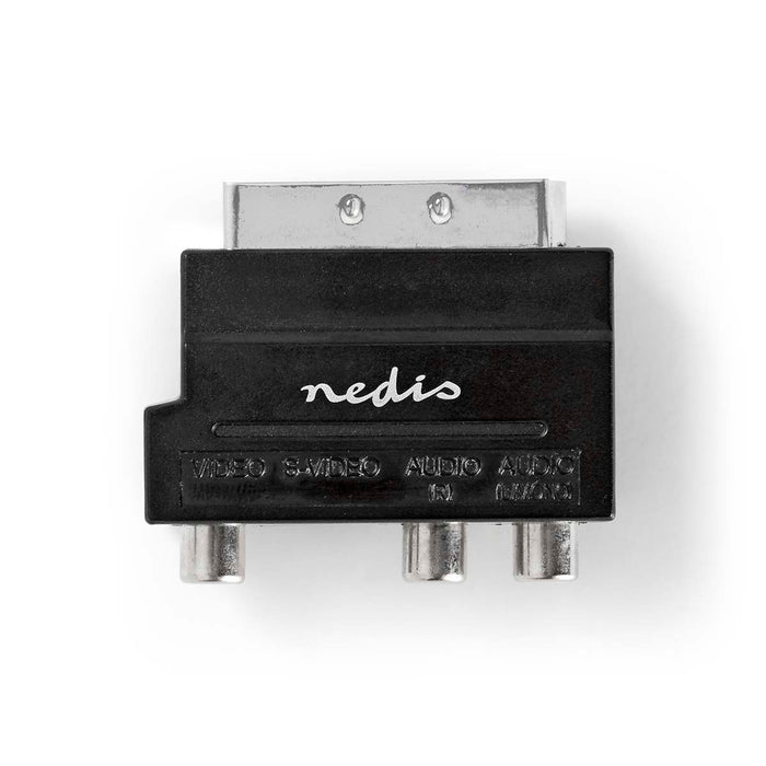 Nedis SCART Adapter - SCART Male, S-Video Female / 3x RCA Female, Nickel Plated, 1 pcs - Window Box