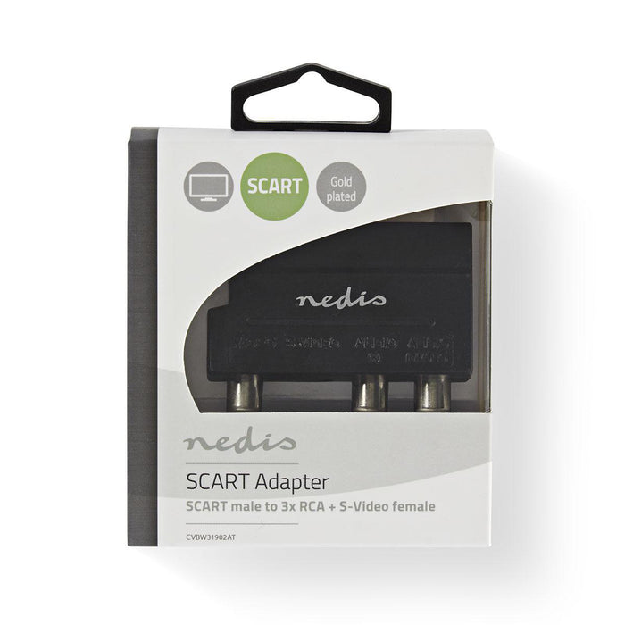 Nedis SCART Adapter - SCART Male, S-Video Female / 3x RCA Female, Nickel Plated, 1 pcs - Window Box