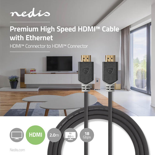 Nedis Premium High Speed HDMI Cable with Ethernet - HDMI Connector, HDMI Connector, 4K@60Hz, Anthracite - Box