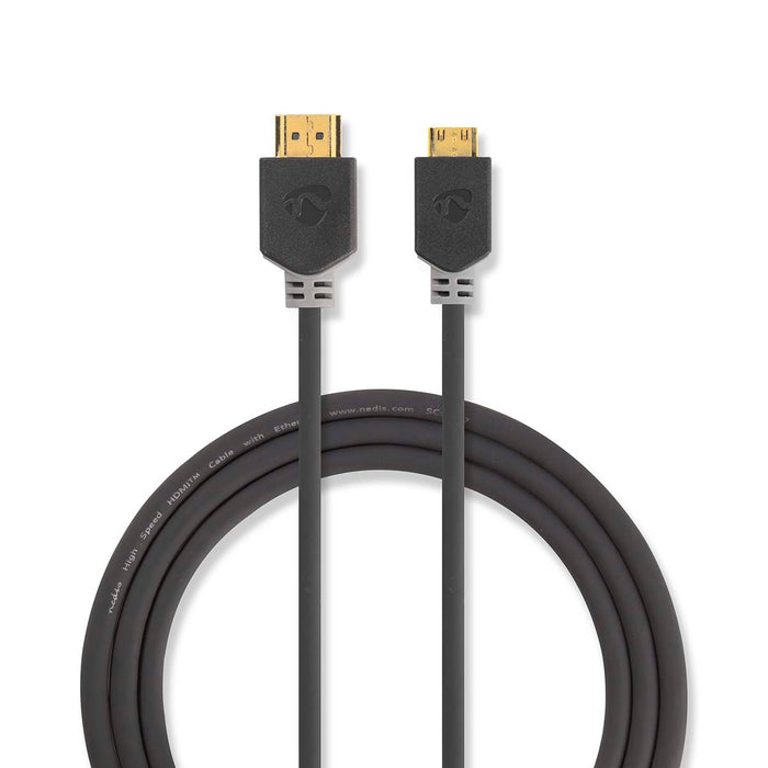 Nedis High Speed HDMI Cable with Ethernet - HDMI Connector, HDMI Mini Connector, 4K@60Hz, Anthracite - Window Box