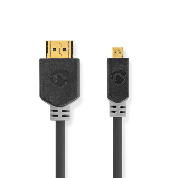 Nedis High Speed HDMI Cable with Ethernet - HDMI Connector, HDMI Micro Connector, 4K@30Hz, Anthracite - Window Box