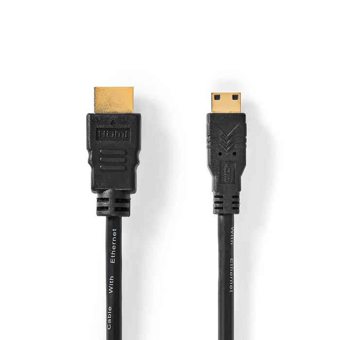 Nedis High Speed HDMI Cable with Ethernet - HDMI Connector, HDMI Mini Connector, 4K@30Hz, Black - Box