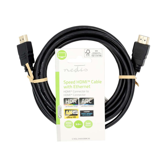 Nedis Premium High Speed HDMI Cable with Ethernet - HDMI Connector, HDMI Connector, 4K@60Hz, Black - Label