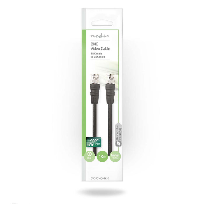 Nedis BNC Video Cable - BNC Male, BNC Male, Nickel Plated, Black - Polybag