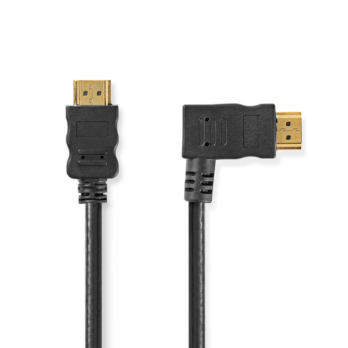 Nedis High Speed HDMI Cable with Ethernet - Right Hooked HDMI Connector, HDMI Connector, 4K@30Hz, Black - Envelope