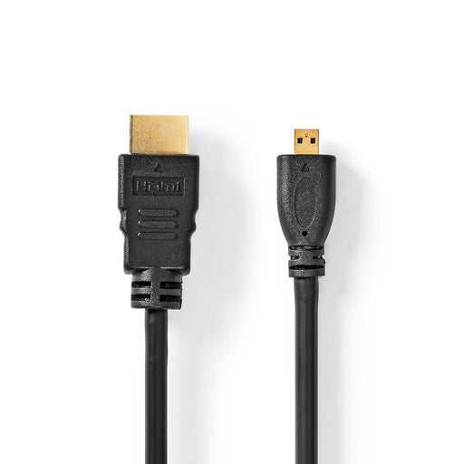 Nedis High Speed HDMI Cable with Ethernet - HDMI Connector, HDMI Micro Connector, 4K@30Hz, Black - Envelope