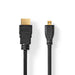 Nedis High Speed HDMI Cable with Ethernet - HDMI Connector, HDMI Micro Connector, 4K@30Hz, Black - Envelope