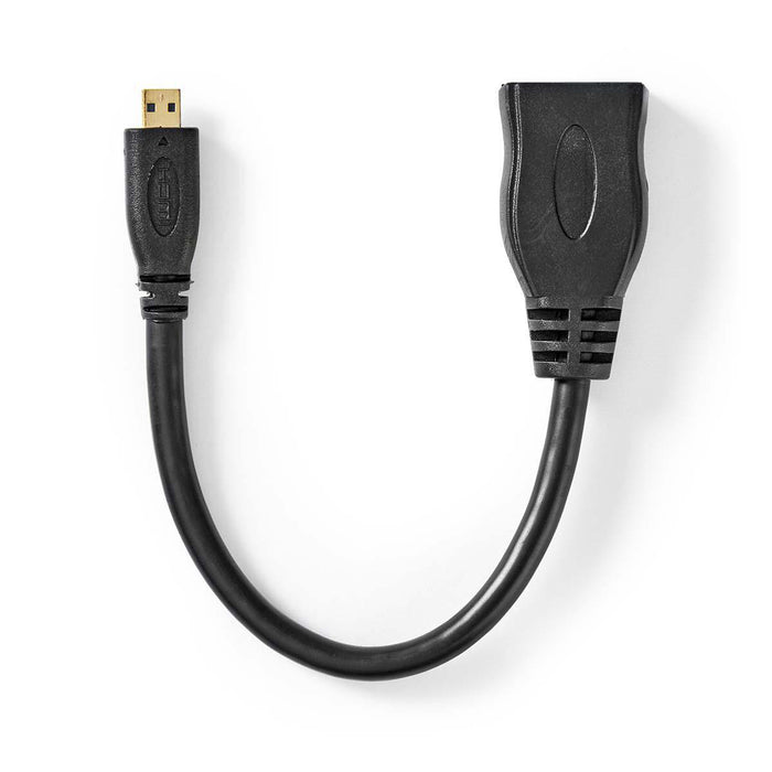 Nedis High Speed HDMI Cable with Ethernet - HDMI Micro Connector, HDMI Output, 4K@30Hz, Black - Polybag