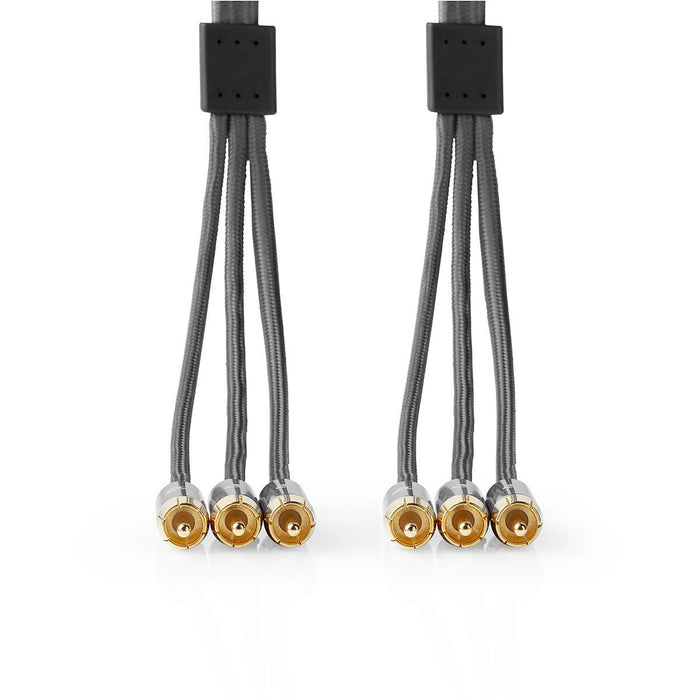 Nedis Composite Video Cable - 3x RCA Male, 3x RCA Male, Gold Plated, Anthracite / Gun Metal Grey - Cover Window Box