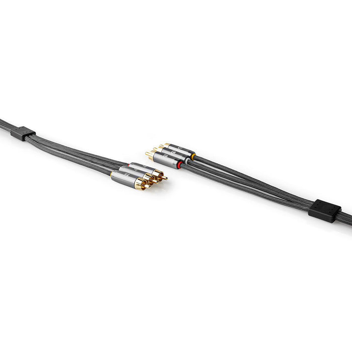 Nedis Composite Video Cable - 3x RCA Male, 3x RCA Male, Gold Plated, Anthracite / Gun Metal Grey - Cover Window Box