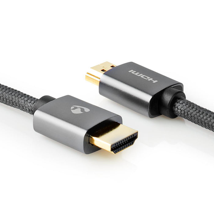 Nedis High Speed HDMI Cable with Ethernet - HDMI Connector, HDMI Connector, 4K@60Hz, Grey / Gun Metal Grey - Cover Window Box