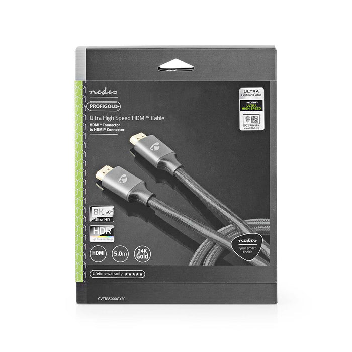 Nedis Ultra High Speed HDMI Cable - HDMI Connector, HDMI Connector, 8K@60Hz, Gun Metal Grey - Cover Box