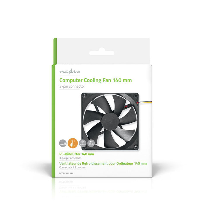 Nedis DC Fan - DC, Fan size: 140 mm, 3-Pin, 24.9 dBA - Black