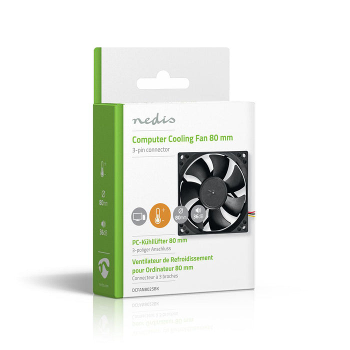 Nedis DC Fan - DC, Fan size: 80 mm, 3-Pin, 35.6 dBA - Black