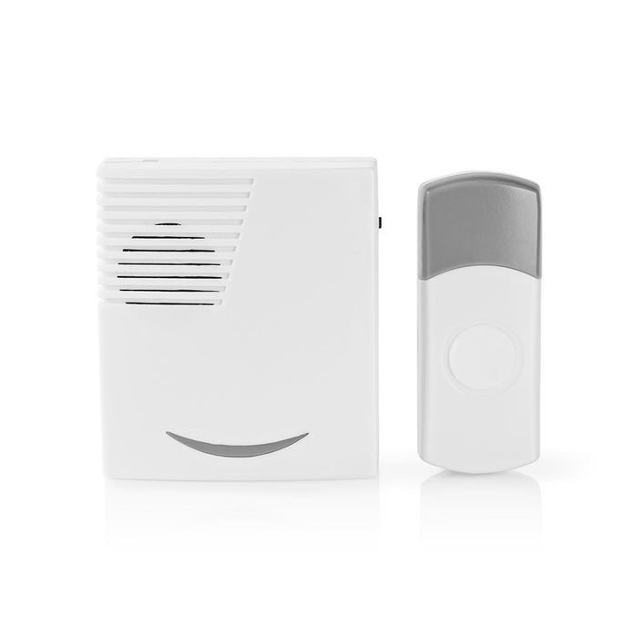 Nedis Wireless Doorbell Set - Battery Powered, 3 V DC, 1x CR2032, 1 Receiver - Grey / White