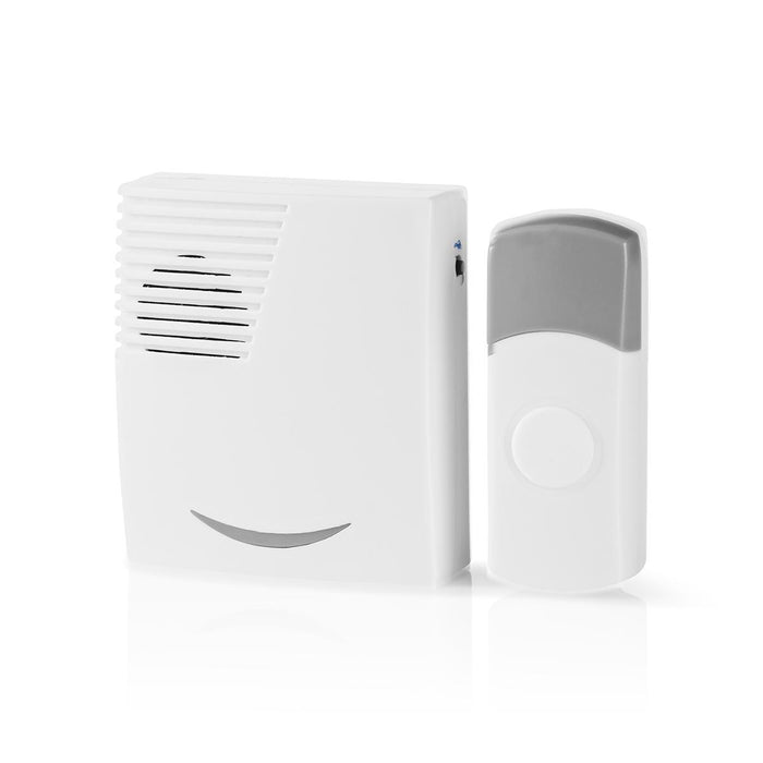 Nedis Wireless Doorbell Set - Battery Powered, 3 V DC, 1x CR2032, 1 Receiver - Grey / White