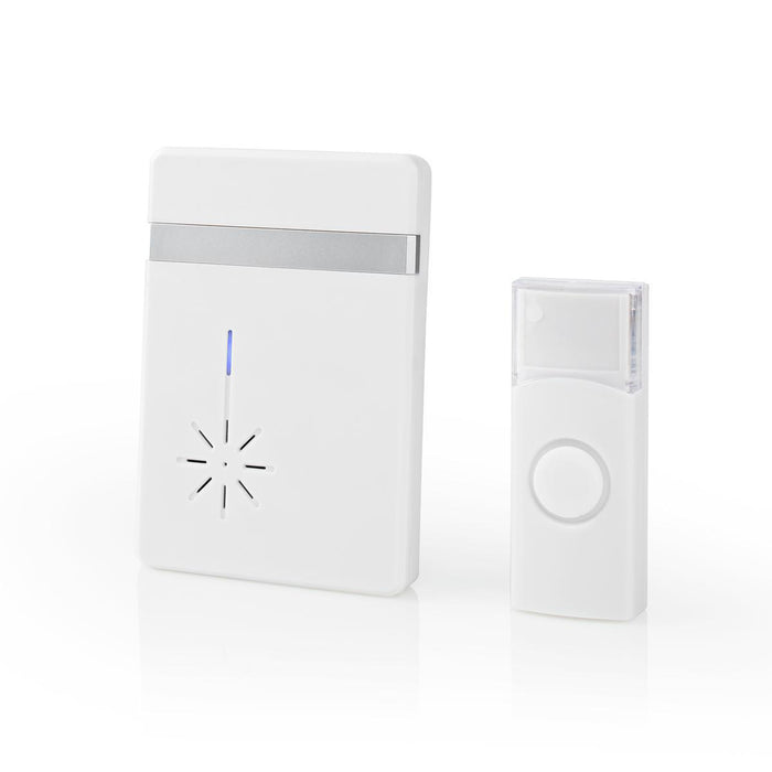 Nedis Wireless Doorbell Set - Battery Powered, 3 V DC, 1x CR2032, 1 Receiver - White