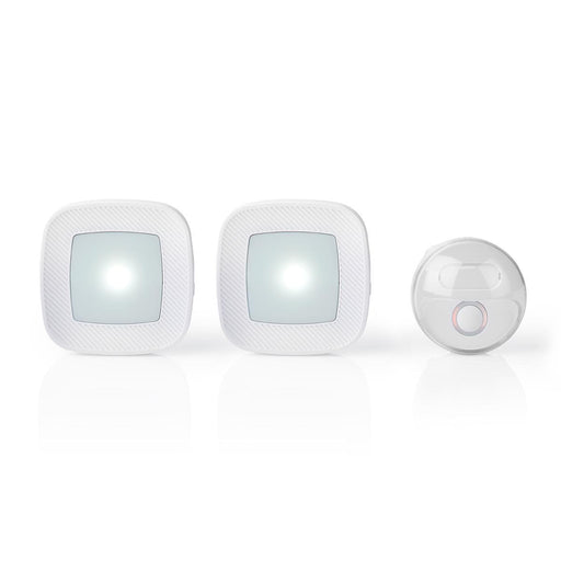 Nedis Wireless Doorbell Set - Mains Powered, 220 - 240 V AC 50 Hz, 1x CR2032, 2 Receivers - White