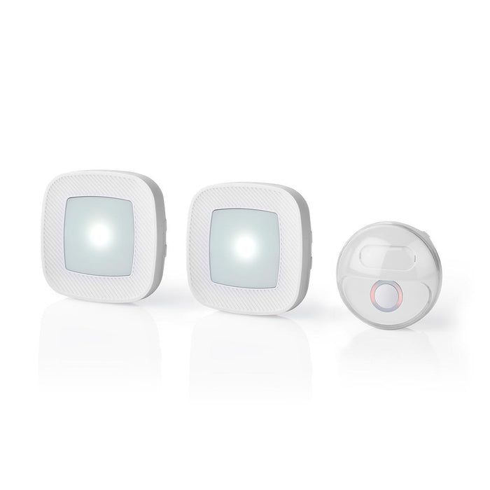 Nedis Wireless Doorbell Set - Mains Powered, 220 - 240 V AC 50 Hz, 1x CR2032, 2 Receivers - White